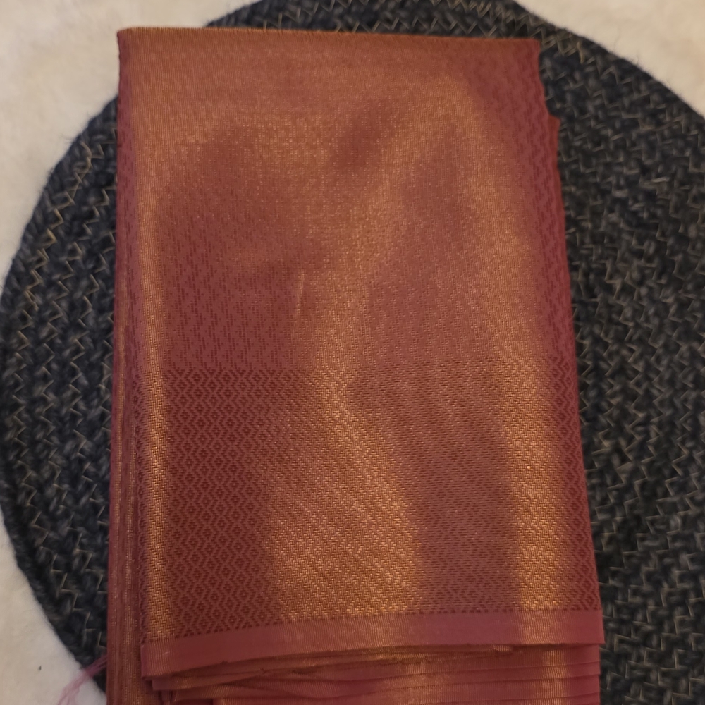 Elegant Rust Red Fabric Kasavu Saree with ready-to-wear draping included!"